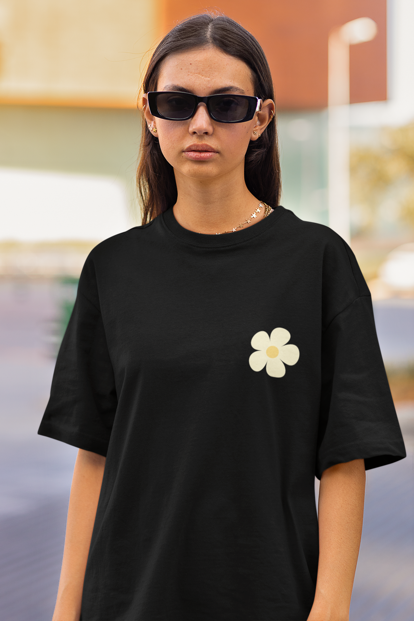 trendy be one of a kind retro flower oversized graphic t shirt for women - Forever TrendIn