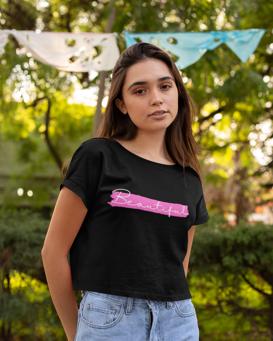 trendy beautiful typography graphic crop top for women - Forever TrendIn