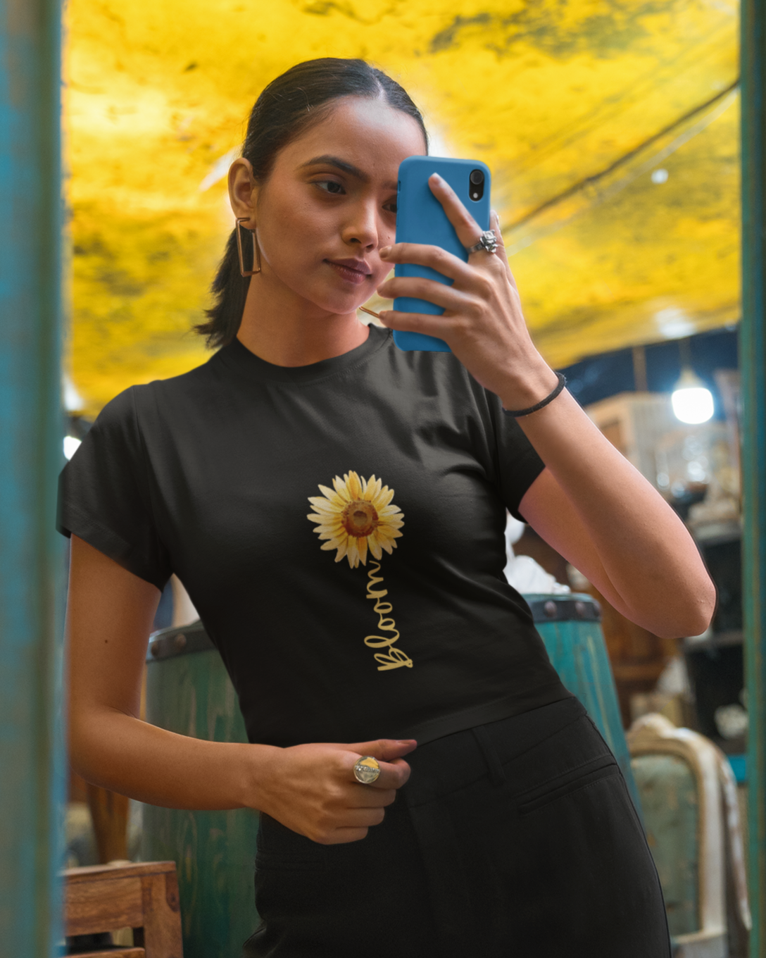 trendy bloom graphic crop top for women - Forever TrendIn