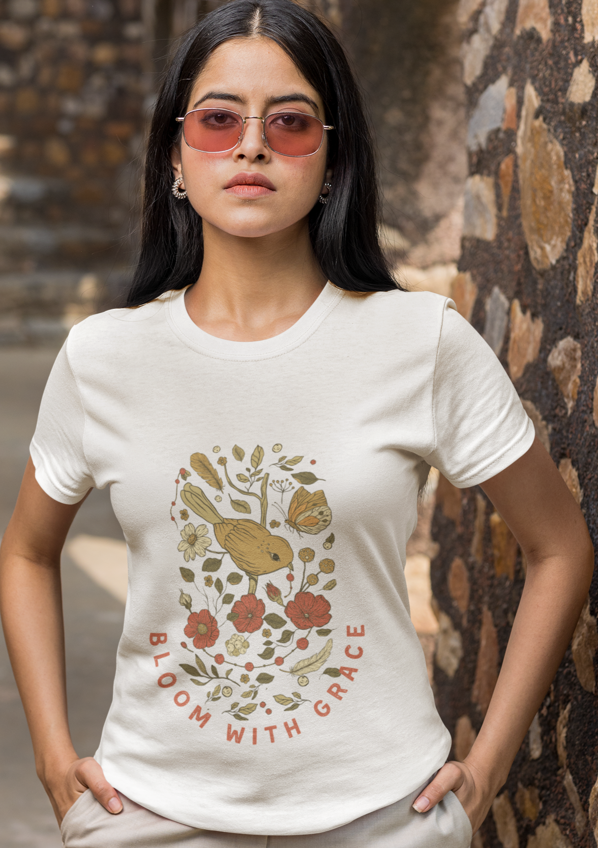 trendy bloom with grace graphic tshirt for women - Forever TrendIn