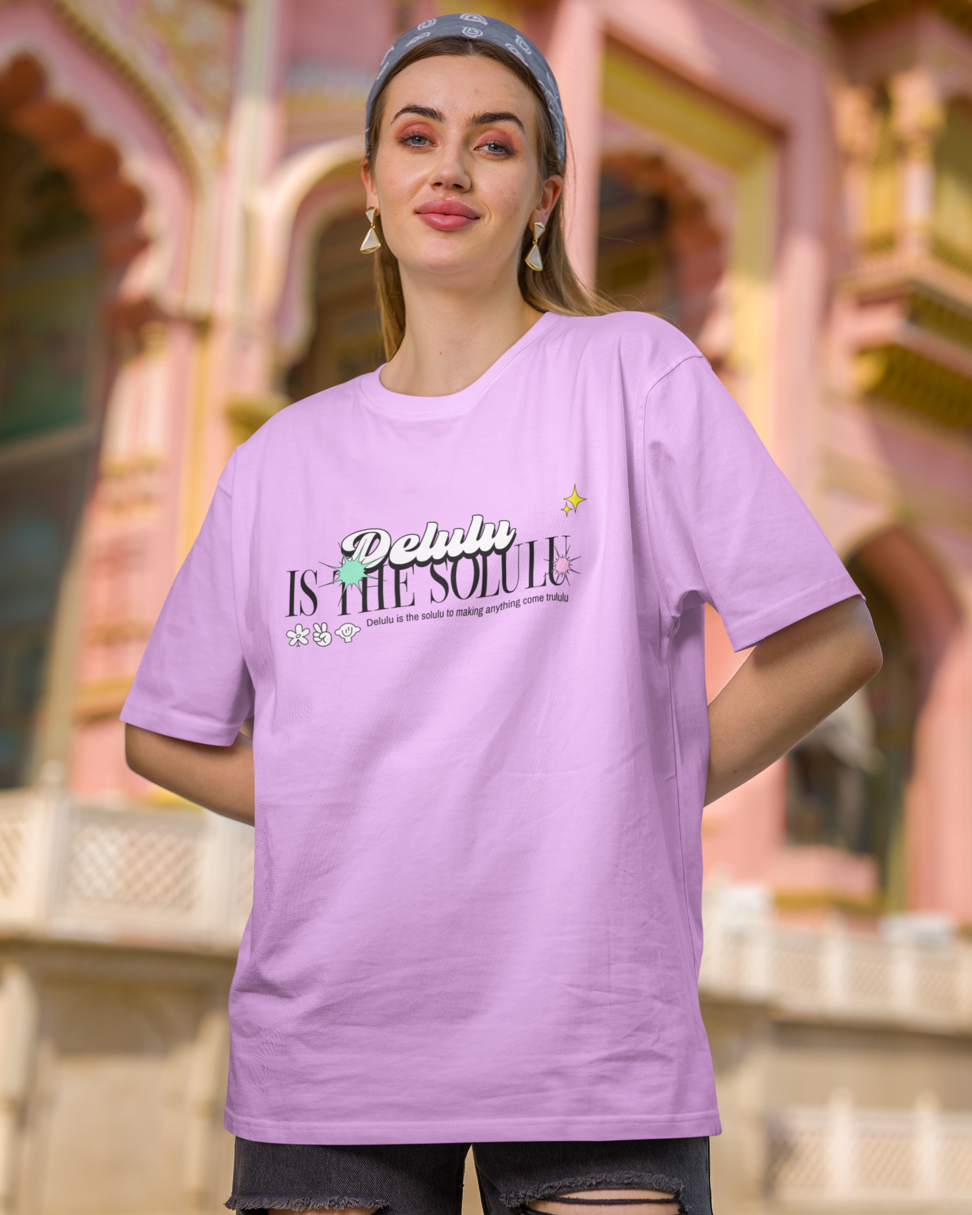 trendy delulu is the solulu genz oversized graphic t shirt for women - Forever TrendIn