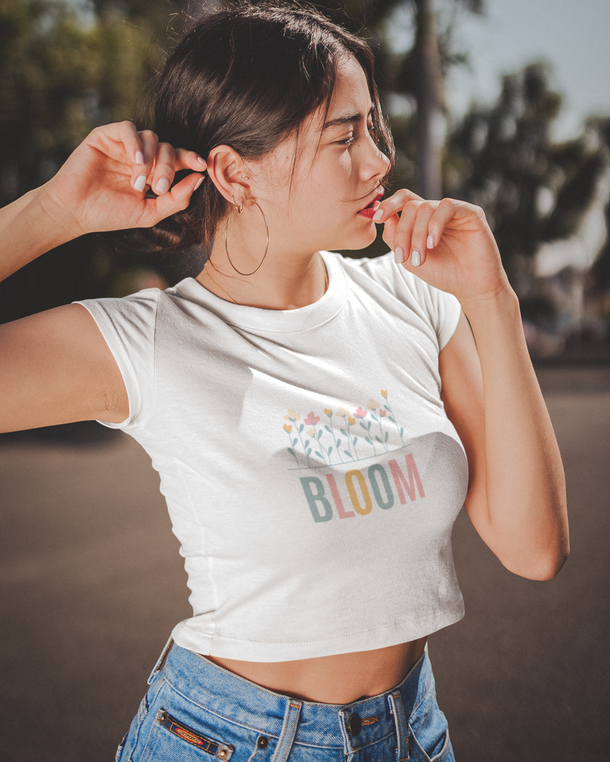 trendy floral bloom graphic crop top for women - Forever TrendIn
