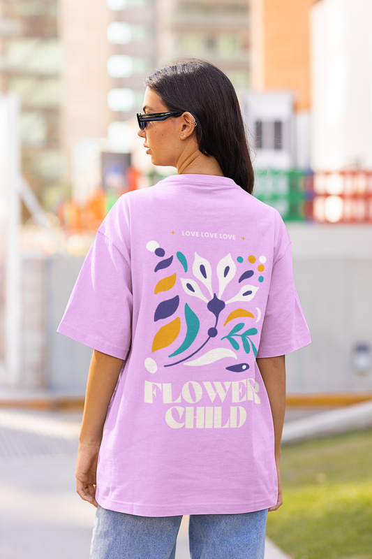 trendy flower child oversized graphic t shirt for women - Forever TrendIn