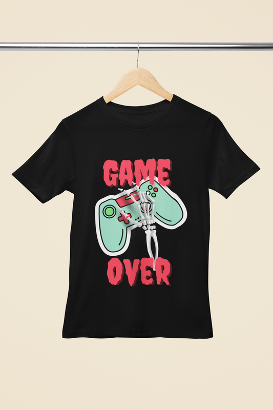 trendy game over skeleton hand joystick graphic t shirt for women - Forever TrendIn