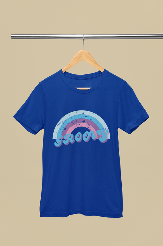 trendy groovy rainbow graphic t shirt for women - Forever TrendIn