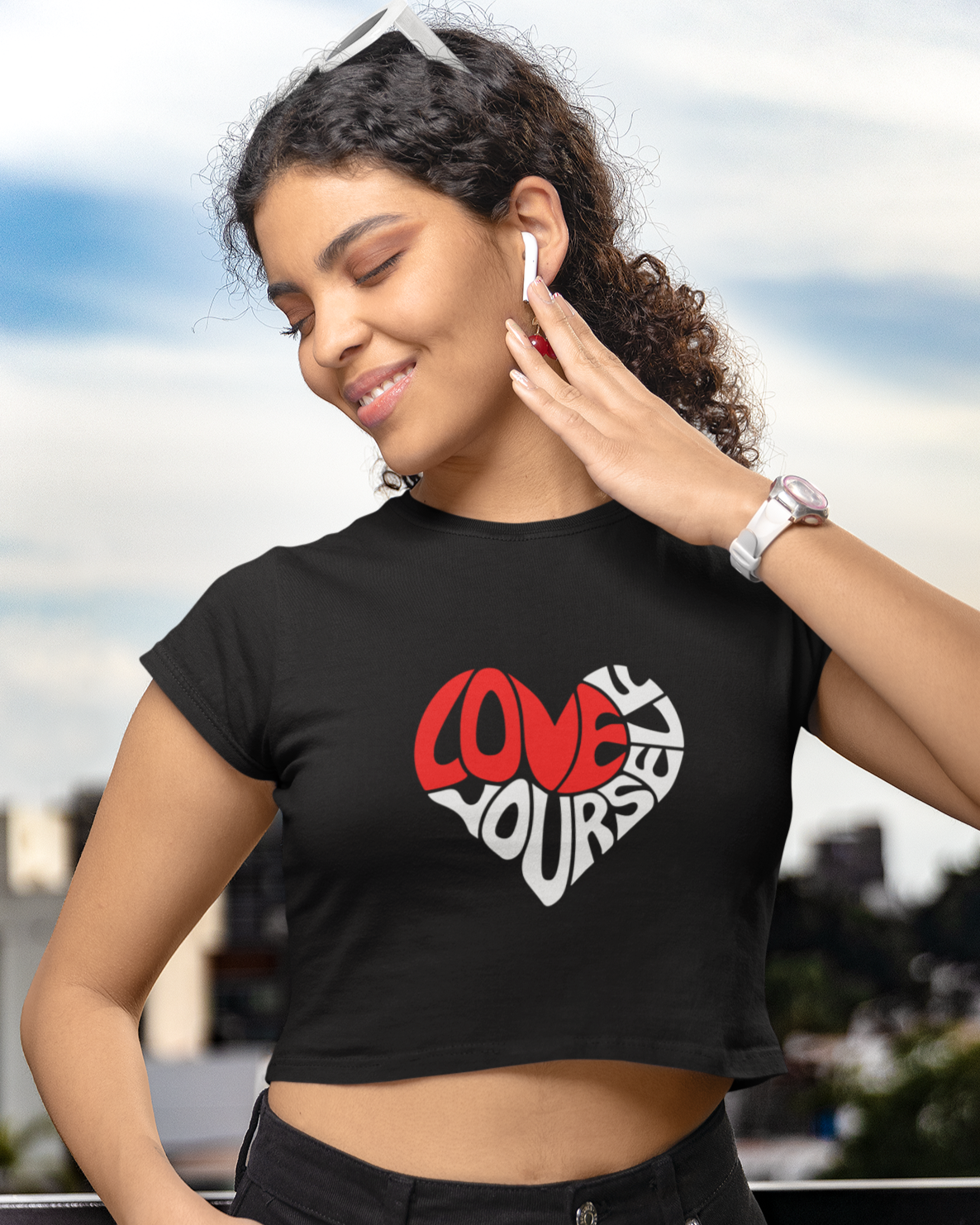 trendy love yourself self love typography graphic crop top for women - Forever TrendIn