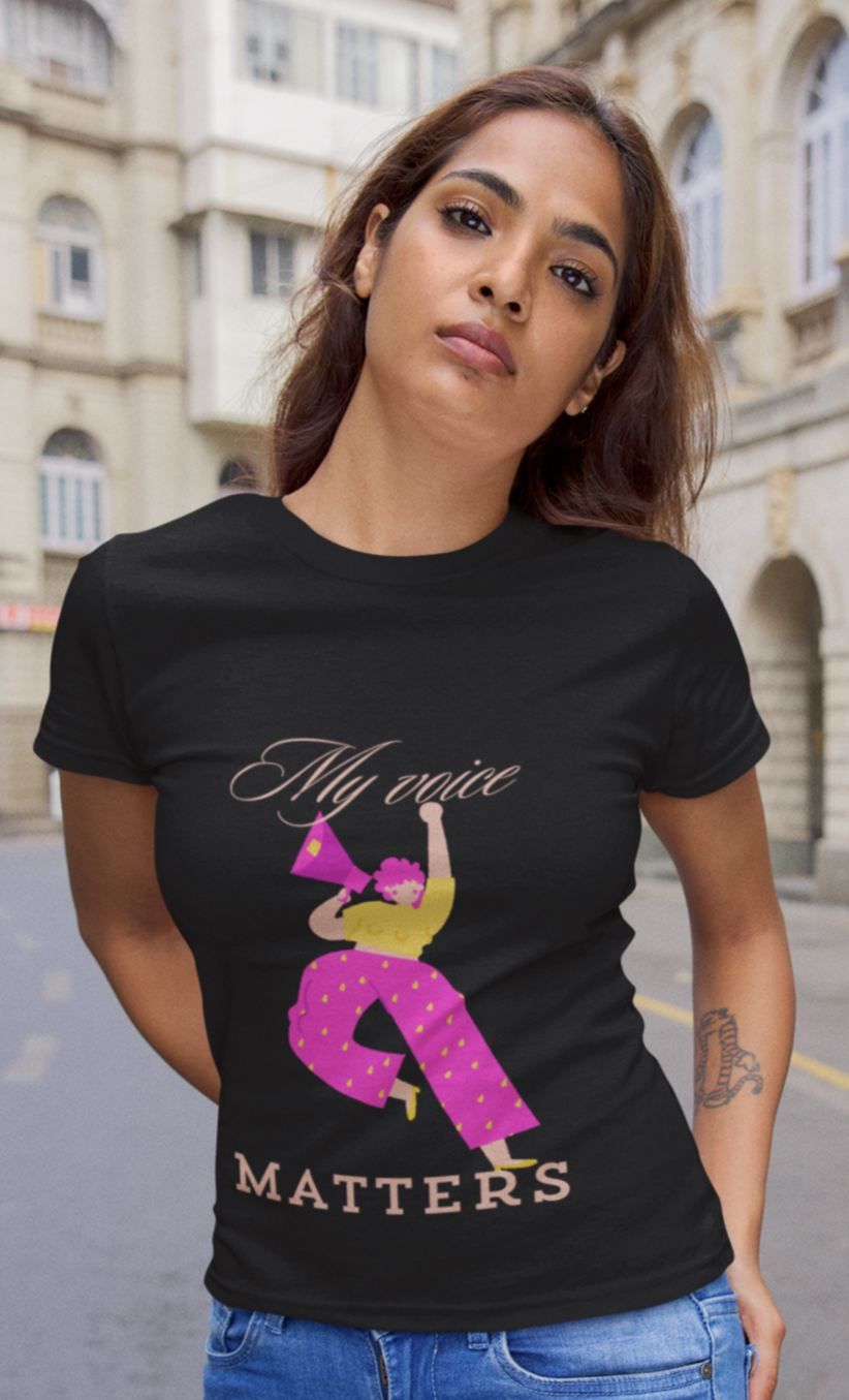 trendy my voice matters bold graphic t-shirt for women - forever trendIn