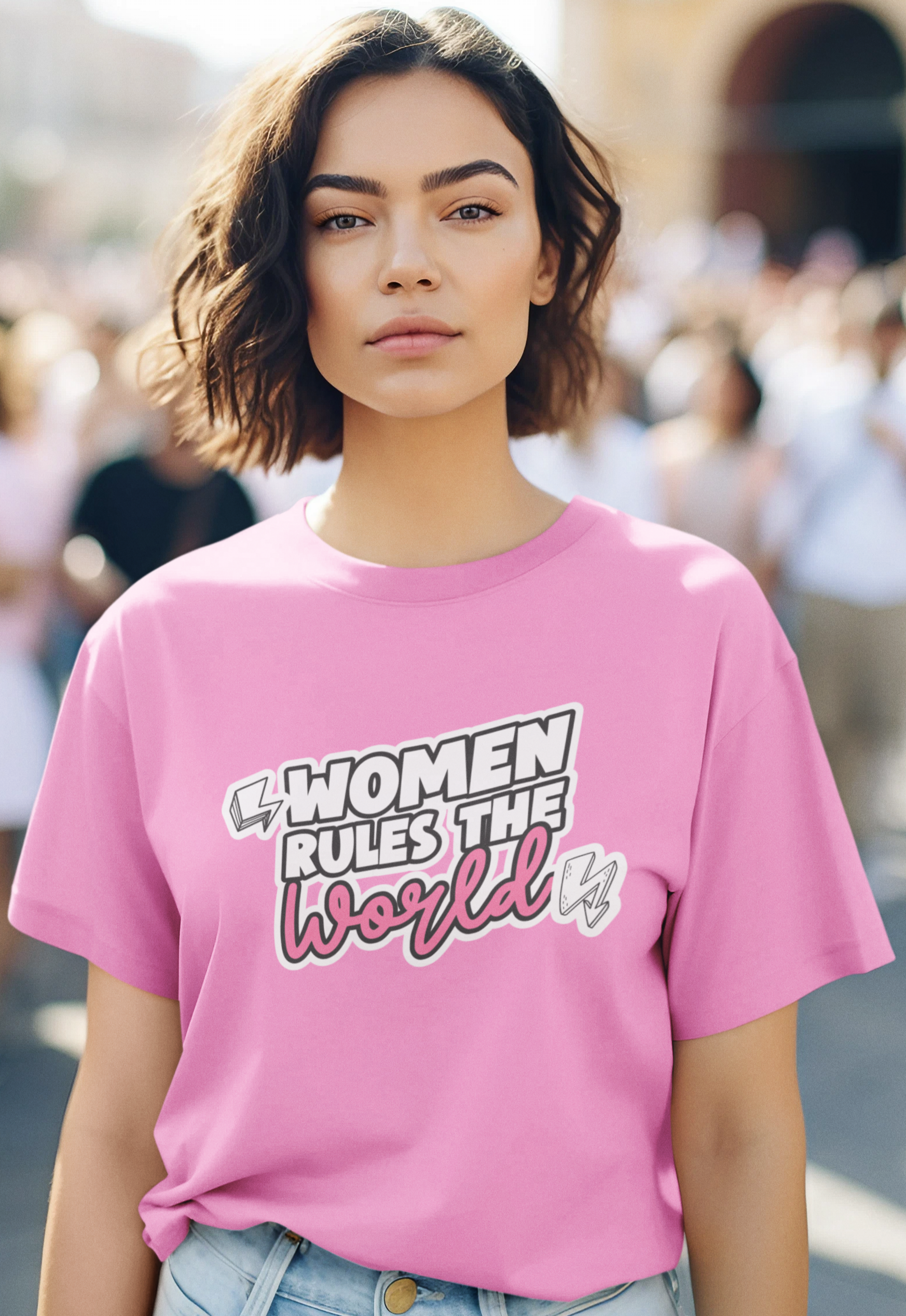 trendy women rules the world graphic t shirt for women-Forever TrendIn