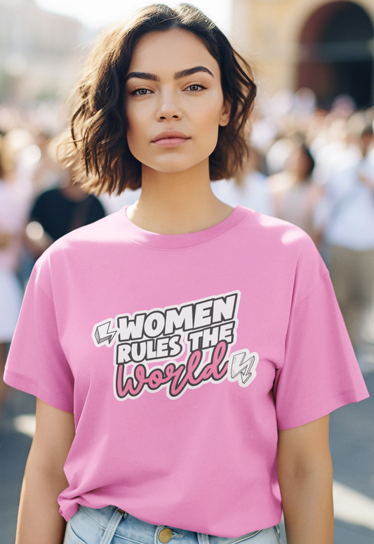 trendy women rules the world graphic t shirt for women-Forever TrendIn