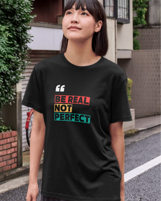 trendy be real typography oversized graphic t shirt for women - Forever TrendIn