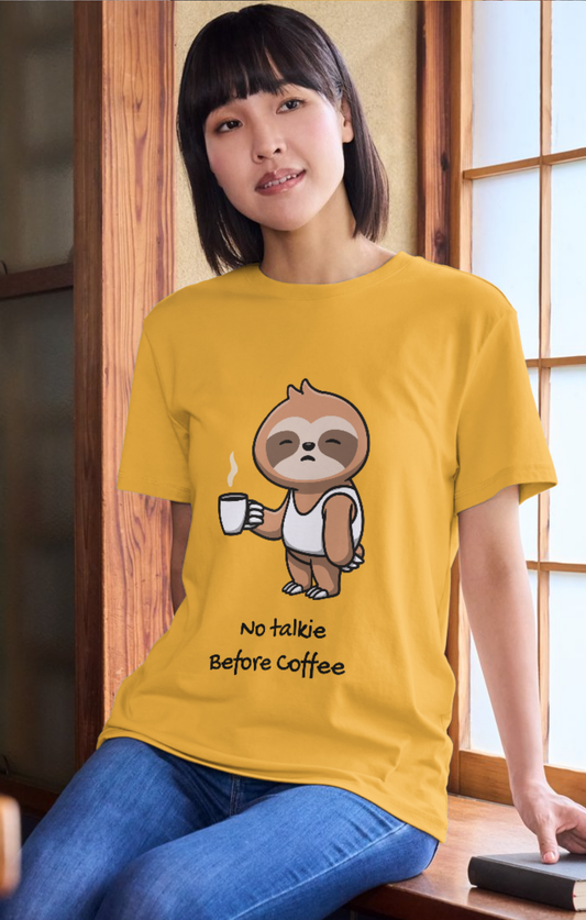 trendy cute sloth coffee lover oversized graphic t shirt for women - Forever TrendIn