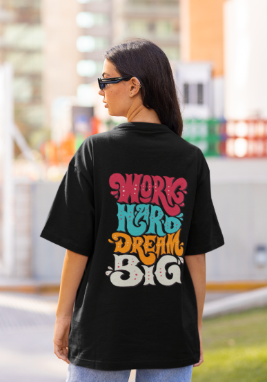 trendy dream big typography oversized graphic t shirt for women - Forever TrendIn