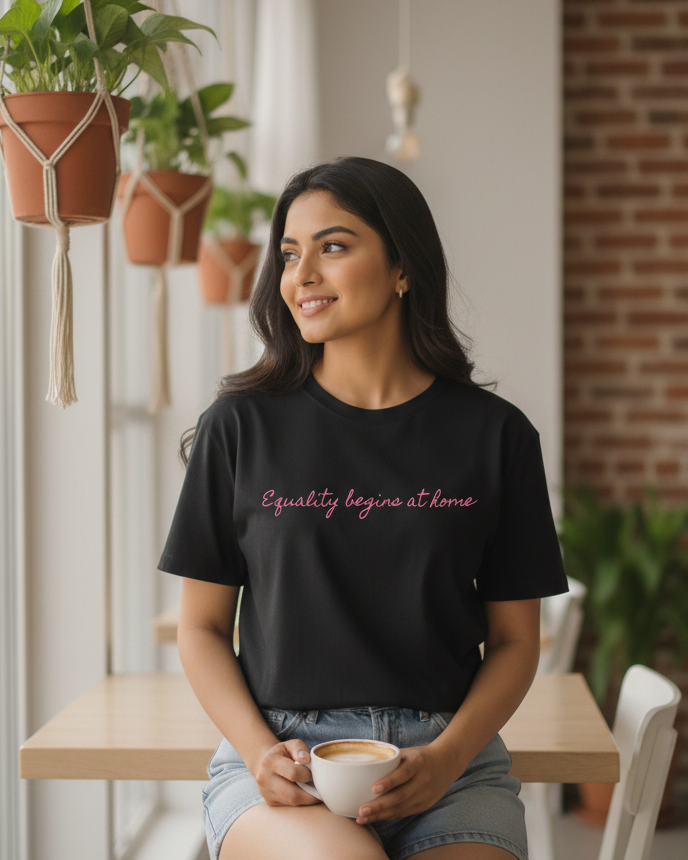 trendy equality bold typography oversized graphic t shirt for women - Forever TrendIn