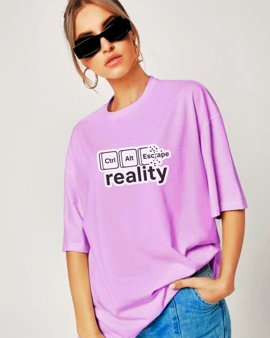 trendy escape reality funny oversized graphic t shirt for women - Forever TrendIn