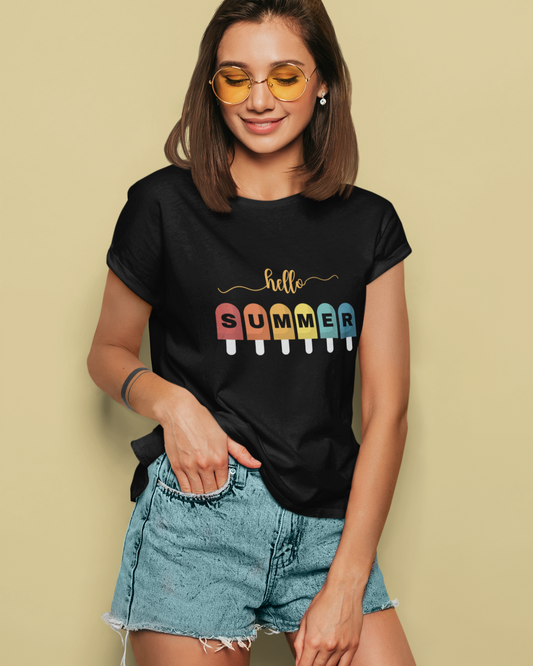 trendy hello summer Popsicle Graphic T-Shirt for women - Forever TrendIn