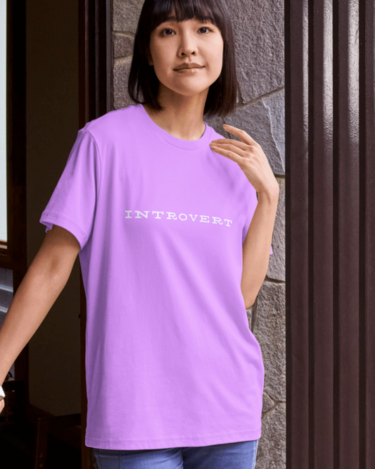 trendy introvert typography oversized graphic t shirt for women - Forever TrendIn