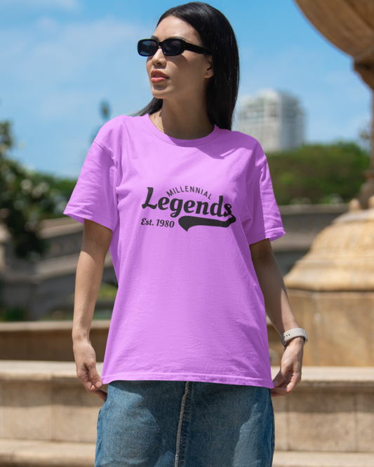 trendy millennial legends typography oversized graphic t shirt for women - Forever TrendIn