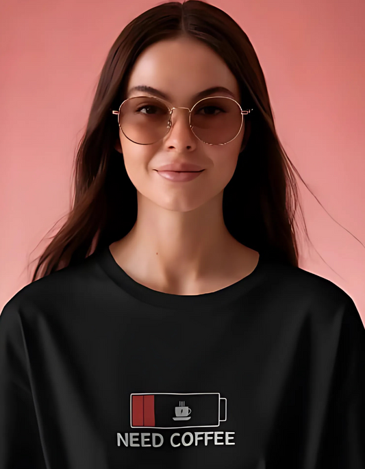 trendy need coffee oversized graphic t shirt for women - Forever TrendIn