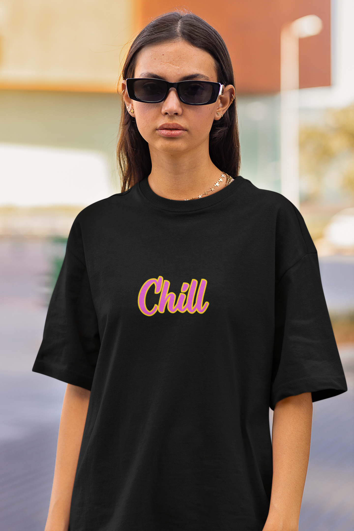 trendy quirky chill retro front oversized graphic t shirt for women - Forever TrendIn