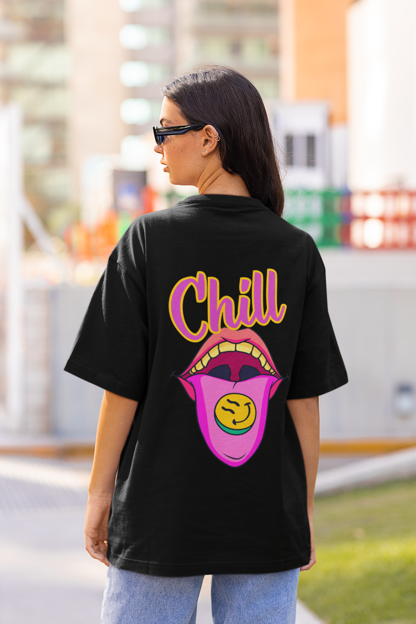 trendy quirky chill retro oversized graphic t shirt for women - Forever TrendIn