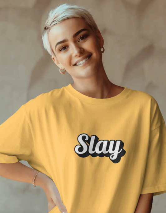 trendy slay oversized typography graphic t shirt for women - Forever TrendIn