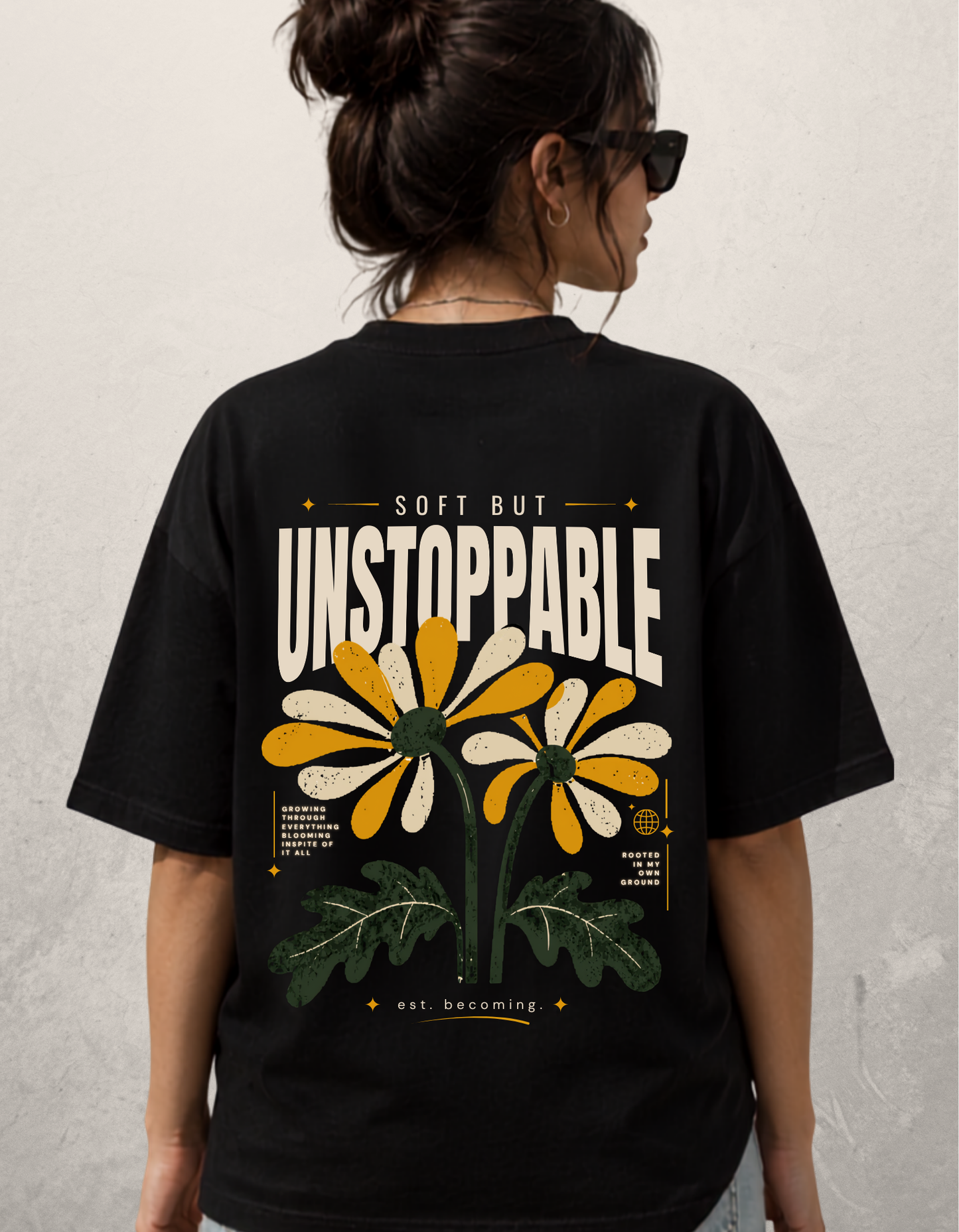 trendy soft but unstoppable floral oversized streetwear graphic t-shirt for women - Forever TrendIn