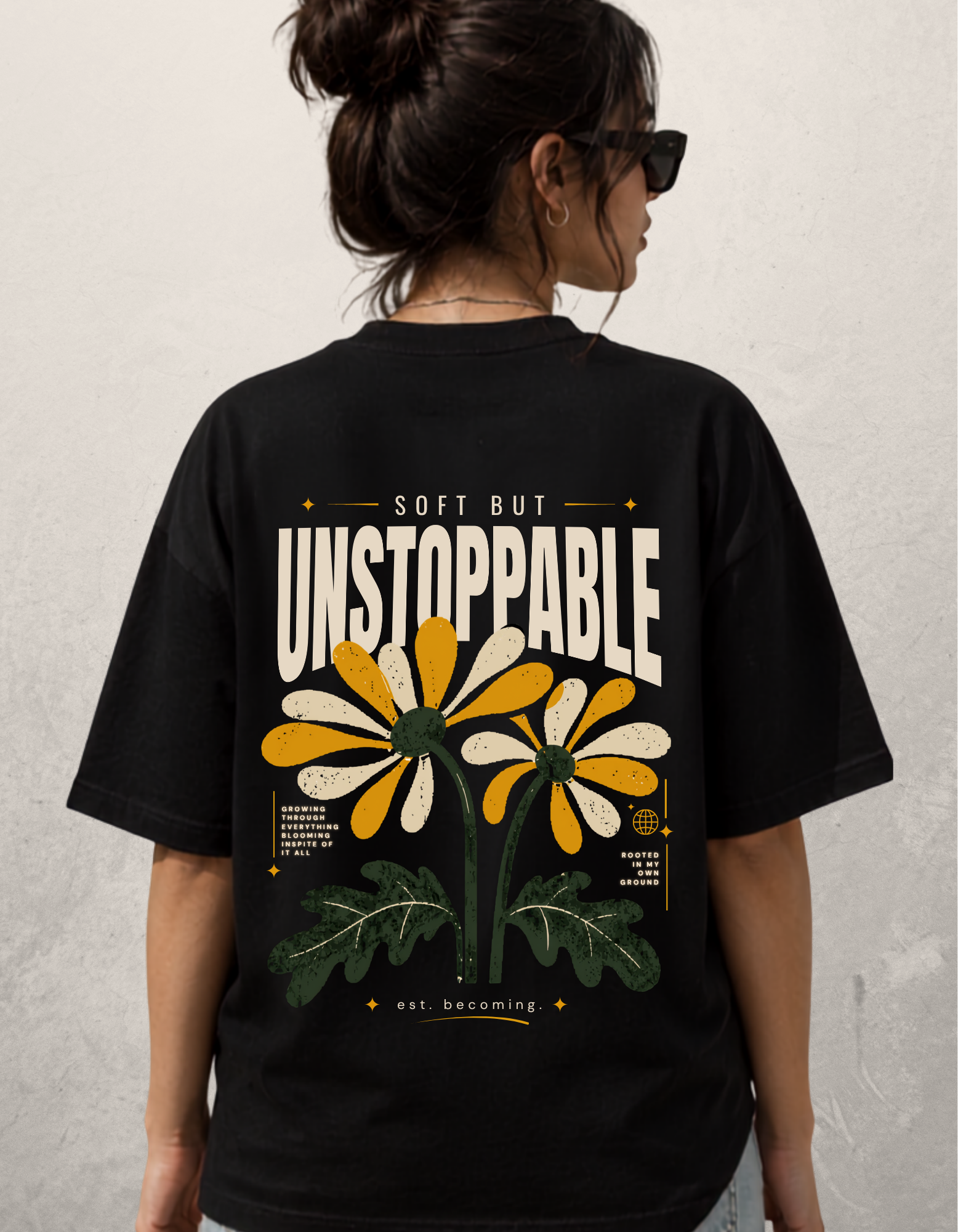 trendy soft but unstoppable floral oversized streetwear graphic t-shirt for women - Forever TrendIn