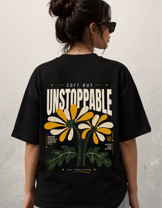 trendy soft but unstoppable floral oversized streetwear graphic t-shirt for women - Forever TrendIn
