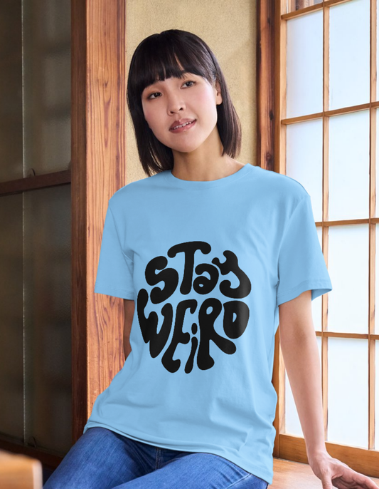 trendy stay weird typography oversized graphic t shirt for women - Forever TrendIn