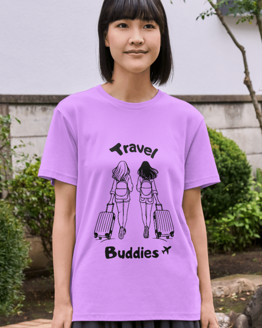 trendy travel buddies graphic oversized t shirt for women - Forever trendIn