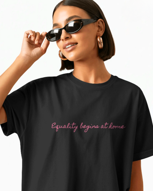 trendy equality typography oversized graphic t shirt for women - Forever TrendIn