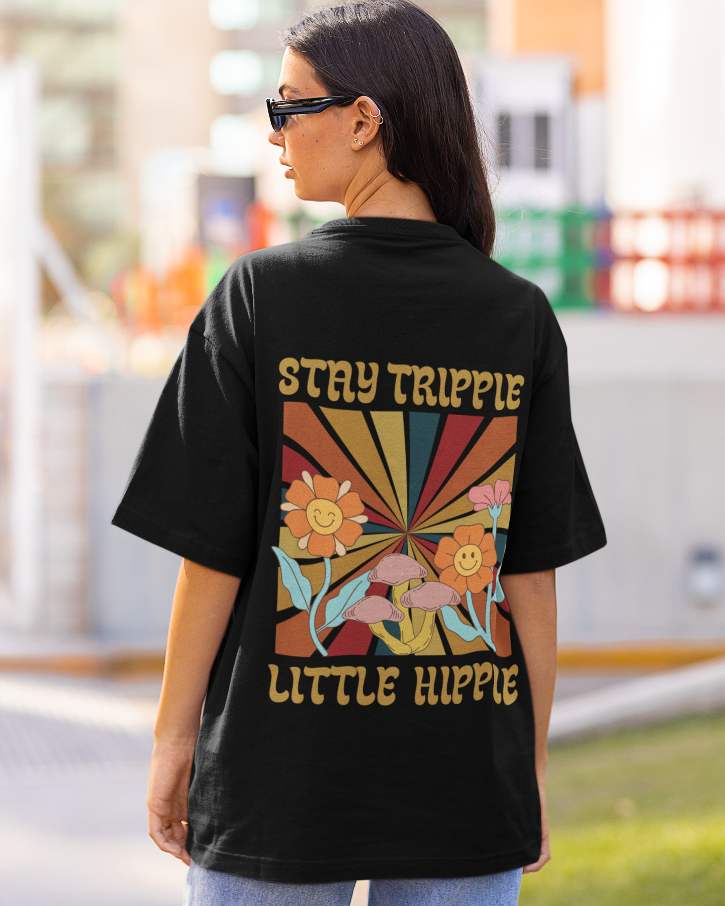 trendy trippie hippie graphic oversized t shirt for women - Forever TrendIn