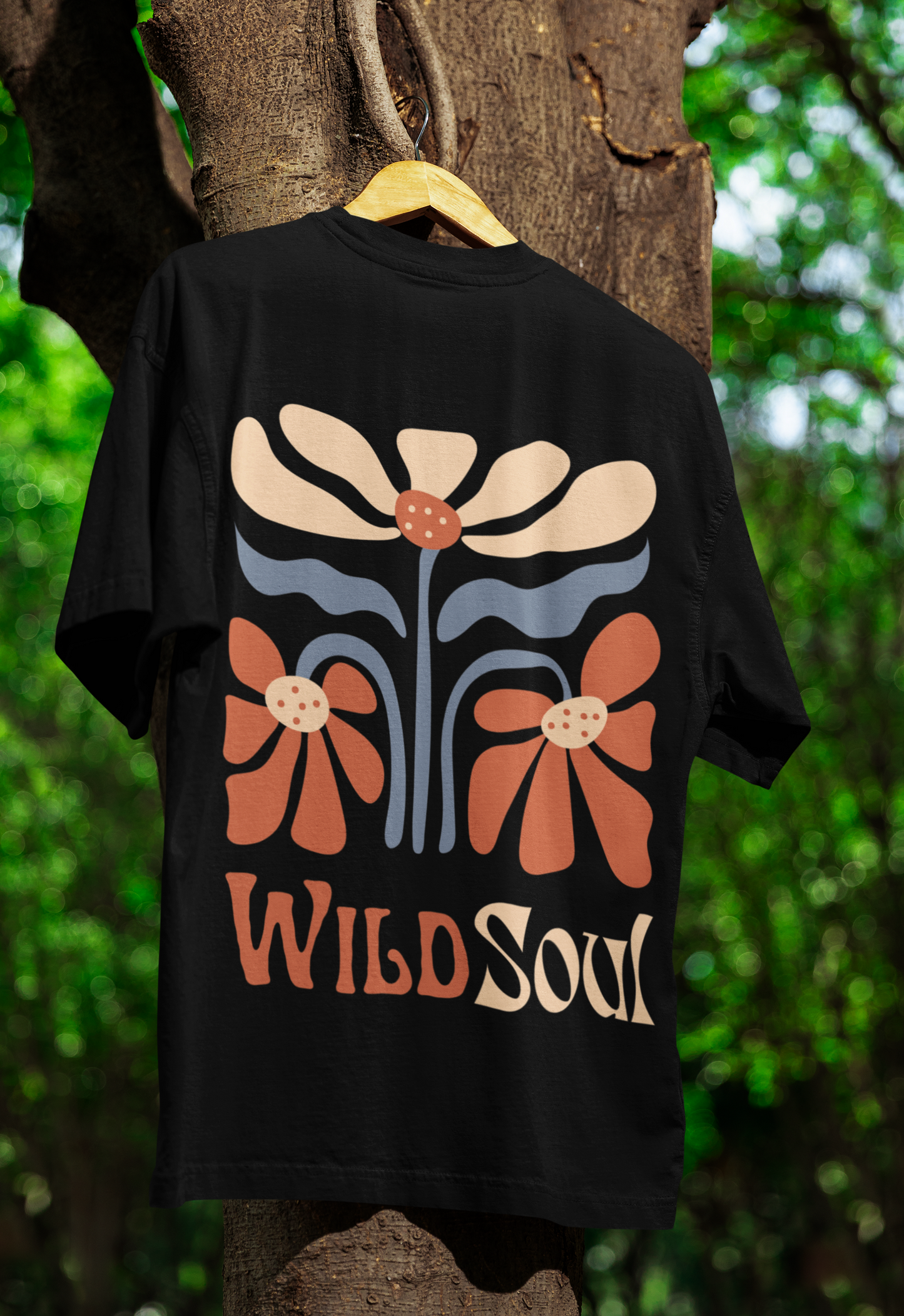 trendy wild soul oversized Retro Boho Floral Graphic  t-shirt for women - Forever TrendIn