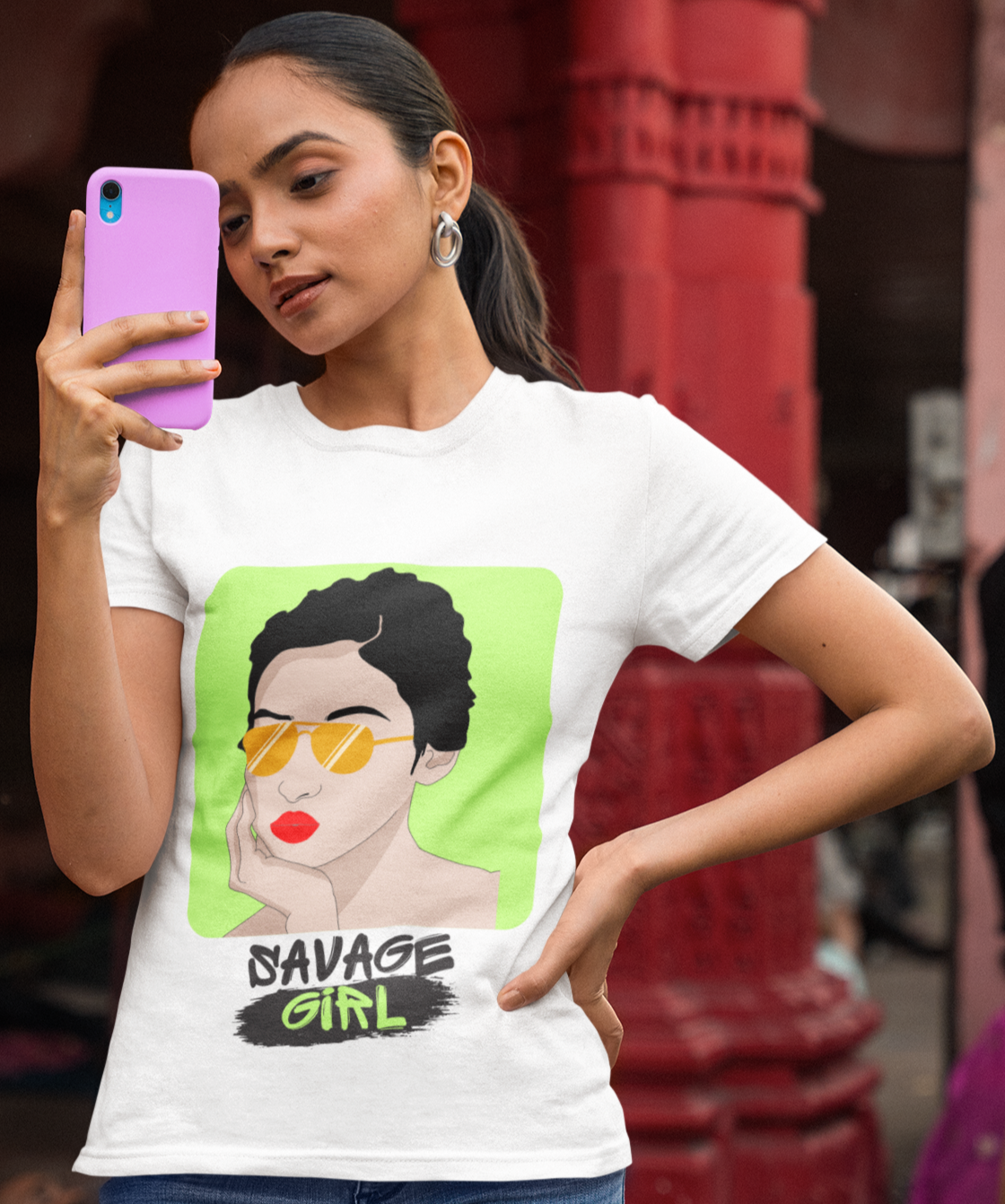 trendy savage girl abstract graphic t shirt for women - Forever TrendIn