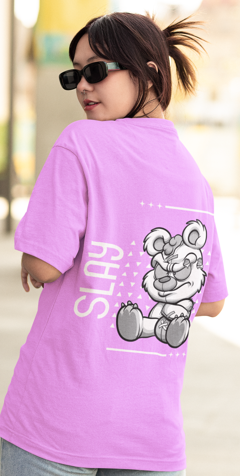 trendy slay bear genz oversized graphic t-shirt for women - Forever TrendIn