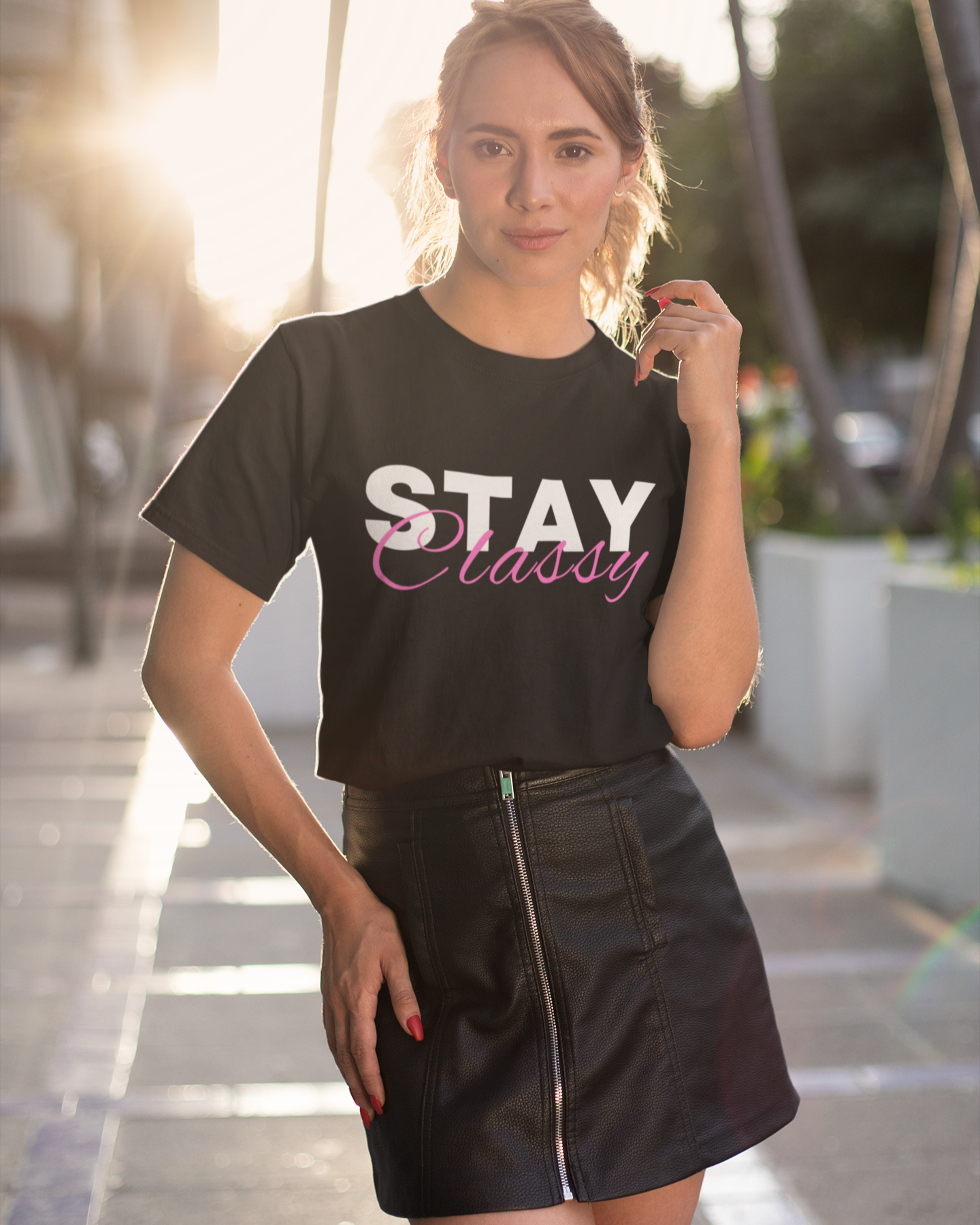 trendy stay classy typography graphic crop top for women - Forever TrendIn